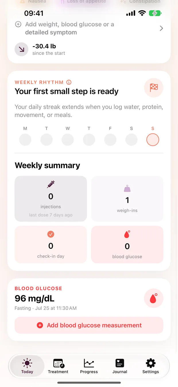 Daily mini-tracking for water, protein and movement